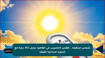 شمس مرتفعة.. طقس الخميس في القاهرة يصل لـ35 درجة مع شبورة صباحية خفيفة